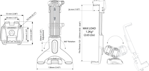 SCANSTRUT ROKK Mini Tablet Mount kit with Screw Down Basei RLS-508-401